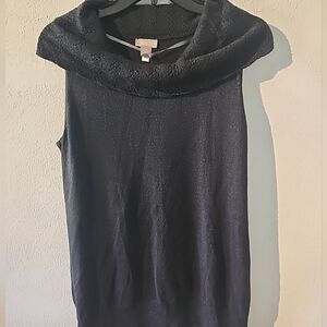 NWT Chicos Henrietta Tank Top Womens 2 US S BLACK SPARKLE Knit Scoop Neck